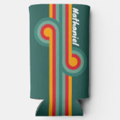 名前ストライプ付き緑のループ スリム缶クーラー (裏面)