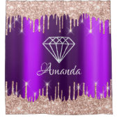 名前スパークリーグリッタードリップスピンクローズパープルブライダル シャワーカーテン (正面)