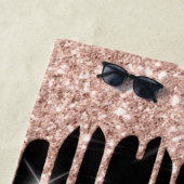 名前スパークリーグリッタードリップスピンクローズ金ゴールドブラック ビーチタオル (インサイチュ)