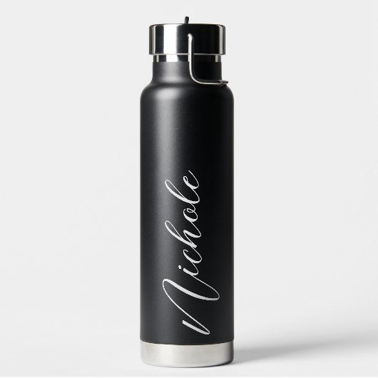 名前スパーソナライズされたクリプトエレガントタイポグラフィモダン ウォーターボトル (左面)
