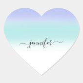 名前スモールビジネス感謝していダスティブルーパープルパステル ハートシール (正面)