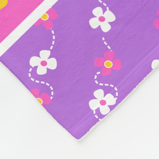 名前ソフィアのピンクの黄色の紫色の花星 フリースブランケット (角)