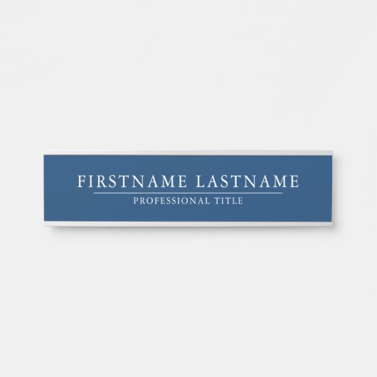 名前タイトル付き基本的なネイビーシンプルホワイト サインプレート (正面)