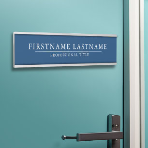 名前タイトル付き基本的なネイビーシンプルホワイト サインプレート