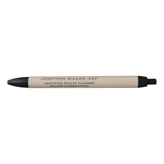 名前タイトル会社タイポグラフィのベージュ 黒ボールペン (正面)