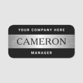 名前タイトル会社モダン名black silver look 名札 (正面)