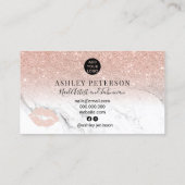 名前タイポグラフィバラ金ゴールドグリッター大理石の唇 名刺 (裏面)