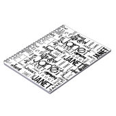 名前タイポグラフィ白黒Wordクラウド ノートブック (左側)