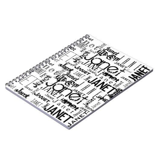 名前タイポグラフィ白黒Wordクラウド ノートブック (左側)