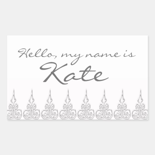 名前タグステッカーこんにちは私の名前はカスタマイズ-  長方形シール (正面)