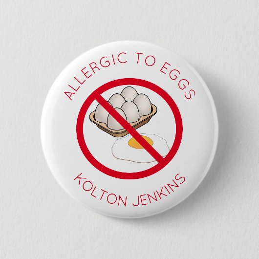 名前タグパーソナライズされた卵アレルギーボタン 缶バッジ (正面)