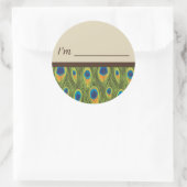 名前タグピーコック羽毛シール ラウンドシール (バッグ)