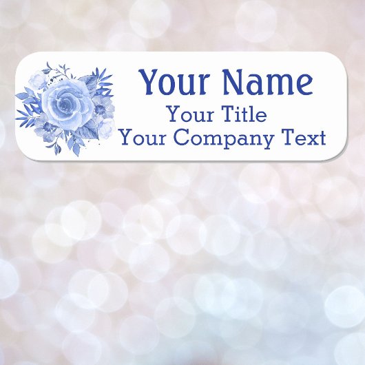 名前タグブルーバラカスタム文字バッジ 名札