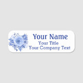 名前タグブルーバラカスタム文字バッジ 名札 (正面)