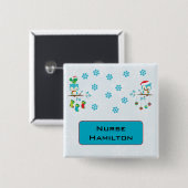 名前タグ付きスノーフレークのフール 缶バッジ (正面&裏面)