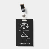 名前タグ付きメス先生チョークスティック図 バッジ (正面 （クリップ付）)