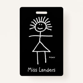 名前タグ付きメス先生チョークスティック図 バッジ