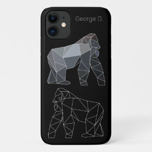 名前タグ付き幾何学的ゴリラ多角形動物 iPhone 11 ケース