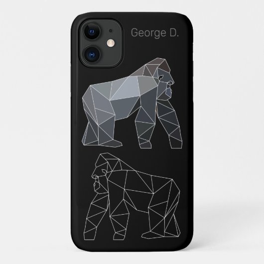 名前タグ付き幾何学的ゴリラ多角形動物 Case-Mate iPhoneケース (裏面)