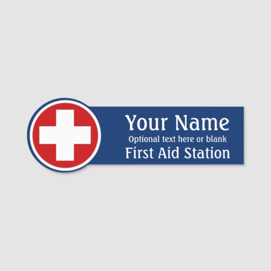 名前タグ応急処置クロスロゴカスタム文字バッジ 名札 (正面)