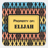 名前タグ – 子供へ新学期パーソナライズされた スクエアシール (正面)