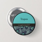名前タグ:孔素晴らし子模様とターコイズ 缶バッジ (正面&裏面)