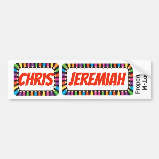 名前タグChrisとJeremiahサイン/シール/マグネット バンパーステッカー (正面)