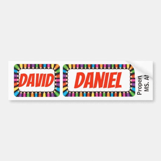 名前タグDavidとDanielサイン/シール/マグネット バンパーステッカー (正面)