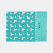 名前ターコイズウエストハイランドホワイトテリア犬 フリースブランケット (正面(横))