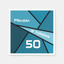 名前ターニング50誕生日抽象芸術ティール（緑がかった色）幾何学的