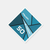 名前ターニング50誕生日抽象芸術ティール（緑がかった色）幾何学的 スタンダードカクテルナプキン (角)