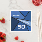 名前ターニング50誕生日抽象芸術ブルージオメトリック スタンダードカクテルナプキン (インサイチュ)