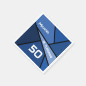 名前ターニング50誕生日抽象芸術ブルージオメトリック スタンダードカクテルナプキン (角)