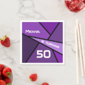 名前ターニング50誕生日抽象芸術紫ジオメトリ スタンダードカクテルナプキン (インサイチュ)