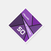 名前ターニング50誕生日抽象芸術紫ジオメトリ スタンダードカクテルナプキン (角)