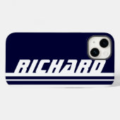 名前ダークブルー&ホワイトストライプスポーツ Case-Mate iPhoneケース (裏面 (横))