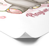 名前テキストを追加、ハッピー ベイビー エレファント 保育園 ポスター (角)