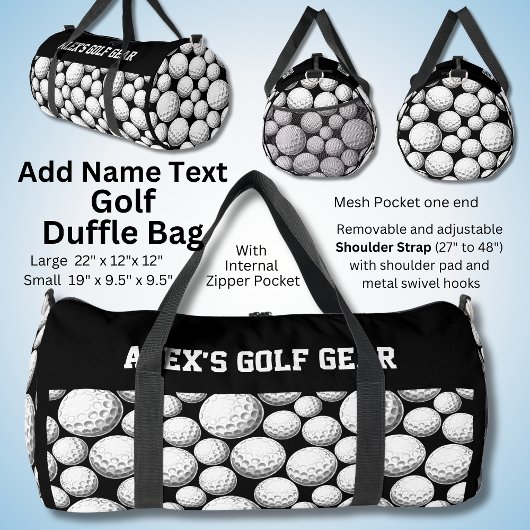 名前テキストを追加, Alex's Golf Gear ダッフルバッグ
