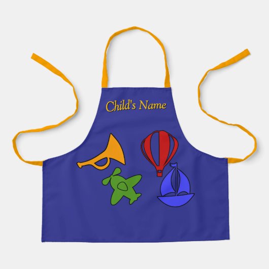 名前トイでパーソナライズ収集キッズブルー エプロン (正面)