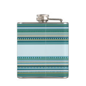 名前トライバルティール（緑がかった色）ブルーパターンビニール包まれたフラスコ フラスク (裏面)