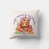 名前トリックまたは子供不気味のハロウィーンキャンディ クッション (裏面)