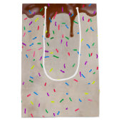 名前ドリップチョコレートアイシング付き誕生日 ミディアムペーパーバッグ (裏面)