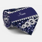 名前ネイビーブルーグリッターナース帽子シルバーカドゥセウス ネクタイ (ロール)