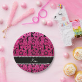 名前ネオンホットピンクグリッタースターチアリーティング ペーパープレート (パーティー)