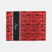 名前ネオンレッドグリッタースターチアリーティング フリースブランケット (正面(横))