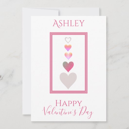 名前ハッピーバレンタインデーモダンハートかわいい シーズンカード (正面)