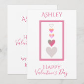名前ハッピーバレンタインデーモダンハートかわいい シーズンカード (正面/裏面)