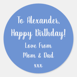 名前ハッピーバースデーパステルブルーギフトラベル ラウンドシール