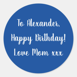 名前ハッピーバースデー青いギフトラベルシール ラウンドシール