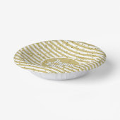 名前ハッピーバースデー黄シンプル色ストライプ ペーパーボウル (傾斜あり)